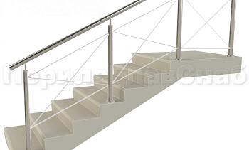 Ограждения из нержавейки. Заполнение из тросиков (нестандартная конфигурация) для крыльца в Перми. Готовые проекты ПерилаГлавСнаб