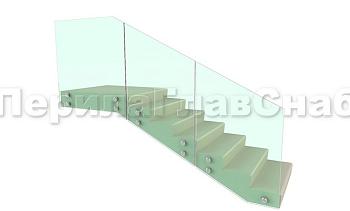 Ограждение для лестницы на несущем стекле с точечным креплением в торец для крыльца в Перми. Готовые проекты ПерилаГлавСнаб