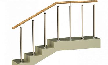 Ограждения со стойками в каждую ступень с пластиковым поручнем без ригелей купить в Перми