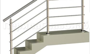 Четыре ригеля на держателях, круглый поручень и квадратные стойки купить в Перми