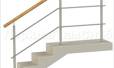 Два ригеля на сварке, круглый пластиковый поручень и круглые стойки купить в Перми