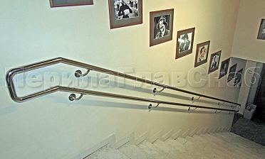 Двойной пристенный поручень из нержавейки купить в Перми