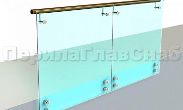 Ограждение с деревянным поручнем на выносе на точечном креплении купить в Перми