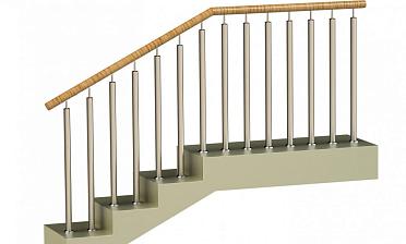 Ограждения с двумя стойками в каждую ступень с пластиковым поручнем и без ригелей купить в Перми