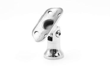 Наконечник стойки "колокольчик" на плоскость, с регулируемым ложементом под поручень Ø50.8 мм, литой, полированный, нержавеющий AISI 304, k203-3 купить в Перми