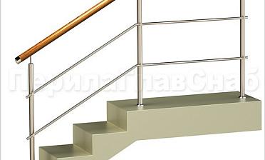 Два ригеля на держателях, круглый деревянный поручень и круглые стойки купить в Перми