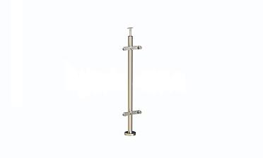 Стойка круглая  Ø38.1: 2 пластинчатых стеклодержателя, полированная, высота 950 мм (AISI 304) k729 купить в Перми