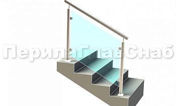 Ограждение лестницы с квадратным поручнем с зажимными стеклодержателями и квадратными стойками в Перми. Готовые проекты ПерилаГлавСнаб