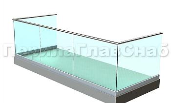 Ограждение на несущем стекле на алюминиевом профиле для балкона в Перми. Готовые проекты ПерилаГлавСнаб