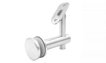 Выносной держатель поручня на стекло 8-20 мм, регулируемый, с ложементом, шлифованный, (AISI 304) k241 купить в Перми