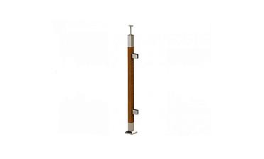 Готовая стойка 40х40х950 мм, деревянная, со вставками из нержавеющей стали 2х100 мм с 2 зажимными стеклодержателями k740-4-R купить в Перми