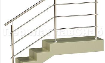 Три ригеля на держателях, круглый поручень и круглые стойки для крыльца в Перми. Готовые проекты ПерилаГлавСнаб