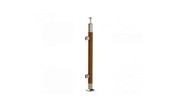 Готовая стойка 40х40х950 мм, деревянная, со вставками из нержавеющей стали 2х100 мм с 2 зажимными стеклодержателями k740-4-L купить в Перми