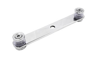 Стеклодержатель пластинчатый 3хМ8, по центрам 170х5 мм, полированный, шайбы 5 мм штамп., под стекло 6-12 мм, AISI 316 k023-8 купить в Перми