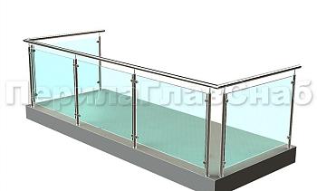 Ограждение из нержавеющей стали со стеклами для балкона в Перми. Готовые проекты ПерилаГлавСнаб