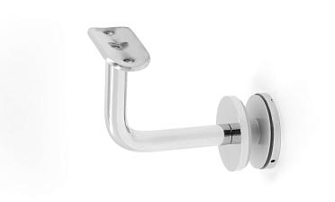 Держатель поручня Ø50.8 мм, на стекло 10-17 мм, Ø43х5 мм, вынос 60х70, нержавеющая сталь, полированная (AISI 304) k008-3 купить в Перми