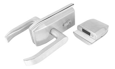 Замок с нажимной ручкой и притвором, евроцилиндр односторонний ключ/защелка, с ответной частью на стекло, шлифованный t155-3 SSS  купить в Перми