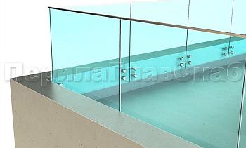 Ограждение на несущем стекле с торцевым креплением для крыш в Перми. Готовые проекты ПерилаГлавСнаб