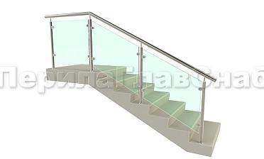 Ограждение для лестницы из нержавейки с зажимными стеклодержателями для крыльца купить в Перми