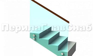 Ограждение с деревянным поручнем на точечном креплении на лестнице купить в Перми