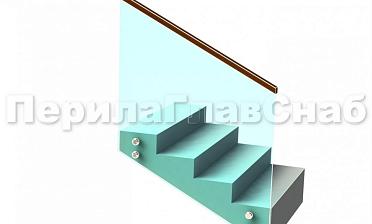 Ограждение с квадратным деревянным поручнем на точечном креплении на лестнице купить в Перми