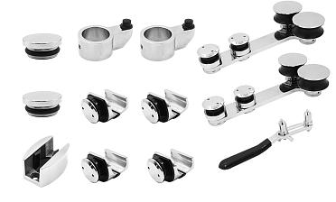 Комплект раздвижной системы для стеклянных дверей, AISI 304, полированный t406 купить в Перми