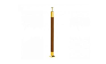 Готовая стойка 40х40х950 мм, деревянная нелакированная, со вставками из нержавеющей стали под золото 2х100 мм k740-G купить в Перми