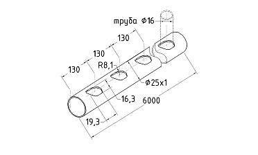 Труба AISI 304 25х1х6000, с перфорацией под  Ø16, 30°, GRIT 600 837-3 купить в Перми