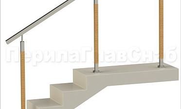 Нержавеющие ограждения без ригелей с квадратным поручнем и стойками с деревянными вставками купить в Перми