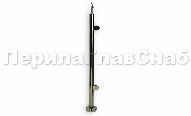 Стойка круглая Ø38.1: 2 литых зажимных стеклодержателя, под стекло 8-10 мм, полированная, высота 950 мм (AISI 304) k722-L 2