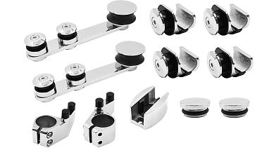 Комплект раздвижной системы для стеклянных дверей, AISI 304, полированный t405 купить в Перми