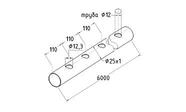 Труба AISI 304 25х1х6000, с перфорацией под  Ø12, 30°, GRIT 600 837-5 купить в Перми