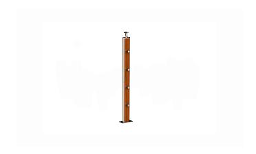 Дизайнерская плоская комбинированная стойка в сборе из шлифованной нержавеющей стали и древесины дуба с четырьмя ригеледержателями k742-2 купить в Перми