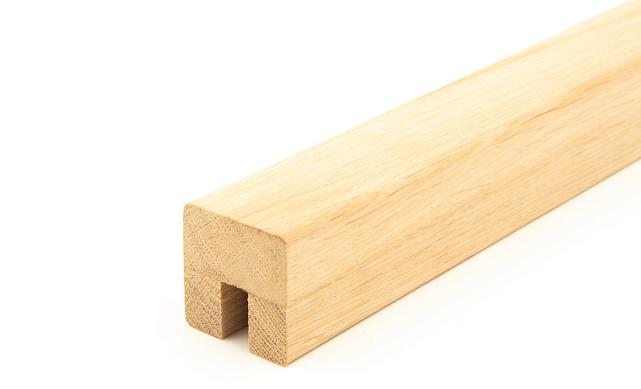 Дубовый поручень 40х40 некрашеный С ПАЗОМ, Премиум Ф-1077