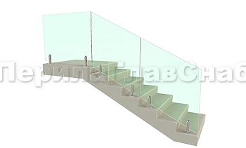 Цельностеклянное лестничное ограждение на министойках из нержавеющей стали для крыльца в Перми. Готовые проекты ПерилаГлавСнаб