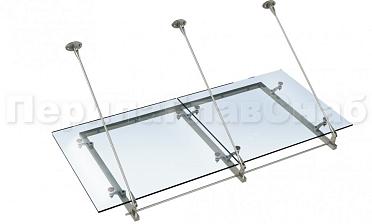 Стеклянный козырек на вантах и профильном каркасе купить в Перми