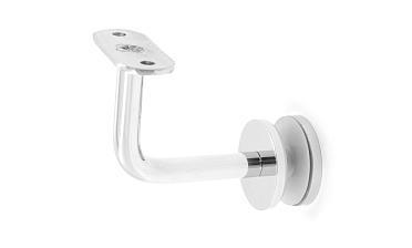 Держатель поручня на стекло 10-17 мм, с ложементом на плоскость, вынос 60х70 мм, Ø43х5 мм, нержавеющая сталь AISI 304, полированная k008-4 купить в Перми