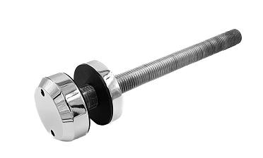 Стеклодержатель Ø50х10х18, шпилька М16х205 мм, для стекла 8-40 мм, AISI (201), с возможностью регулировки выноса до 65 мм, для торцевого крепления стекла, полированный, литой k277-3 купить в Перми