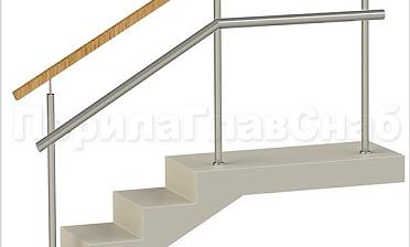 Ограждения с квадратным деревянным поручнем и дополнительным поручнем без ригелей купить в Перми