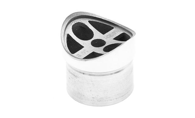 Наконечник седловина прямая 90° на стойку Ø38.1 мм, под поручень Ø50.8 мм, литая, полированная, AISI 304, k044-1 3