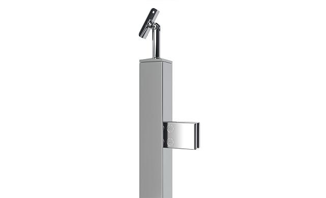 Стойка квадратная 40х40: 2 литых квадратных стеклодержателя, полированная, высота 950 мм (AISI 304) k747-R 4