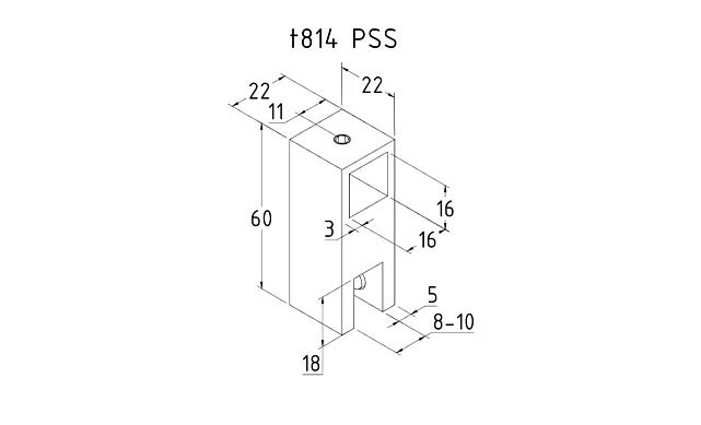 Крепежный элемент сквозной для трубы 15х15мм, полированный t814 PSS 2