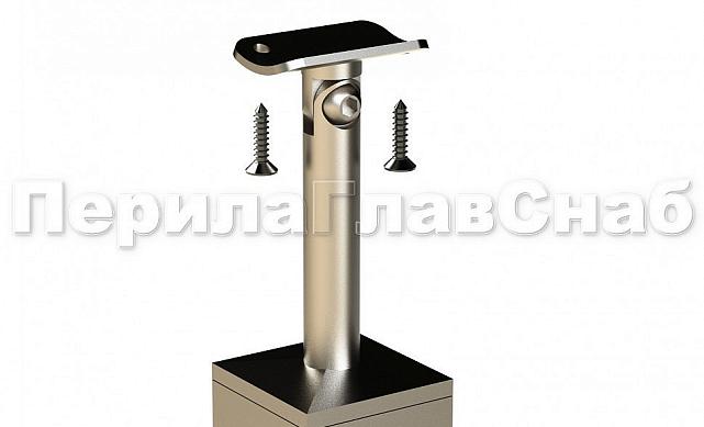 Готовая стойка 40х40х950 мм, деревянная, со вставками из нержавеющей стали 2х100 мм с 2 зажимными стеклодержателями k740-4-L 4