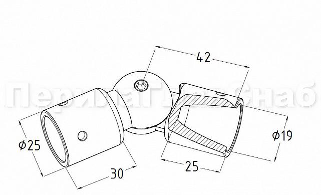 Соединитель труба-труба, шарнирный, цинк-хром полированный t915 PZn 3