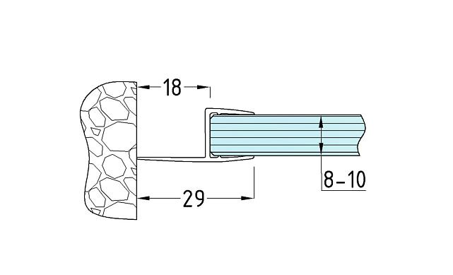 Уплотнитель для стекла 8мм, полупрозрачный черный, 180°, стекло-стекло 2,2 м  t204-2 BL 2