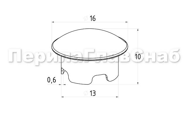 Заглушка штампованная на трубу Ø16x1.5 мм (AISI 304) полированная k200-2 2