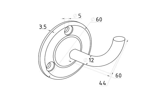 Пристенок без ложемента, литой, (AISI 304) k233 2