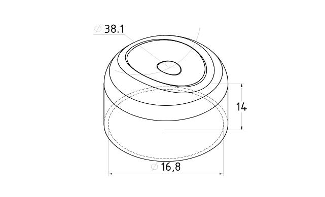 Наконечник штампованный (СПС) прямой 90° на трубу Ø16 мм, для поручня Ø38.1 мм, полированный 400Grit, нержавеющий AISI 304, k211-2 2