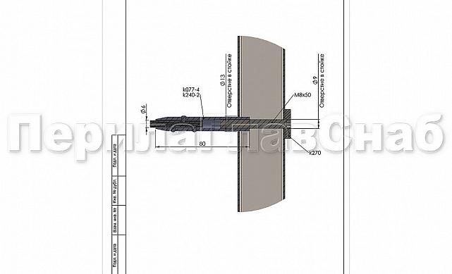 Зажимы для троса 80 мм на трос Ø6 мм, под М8, прямой, полированный (AISI 304) k077-4 3