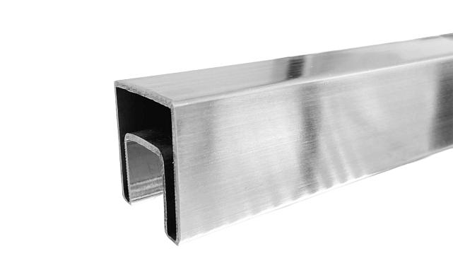 Труба 40х40 мм с пазом 24 х 24 под стекло, AISI 304 шлифованная k856-2 4